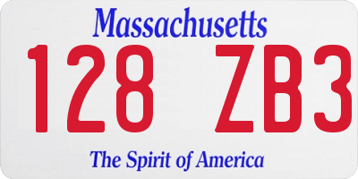 MA license plate 128ZB3