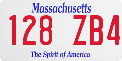 MA license plate 128ZB4