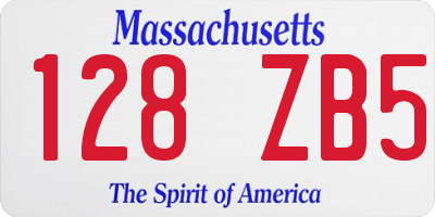 MA license plate 128ZB5
