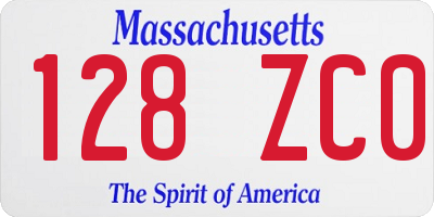 MA license plate 128ZC0