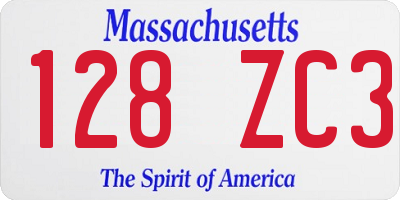 MA license plate 128ZC3