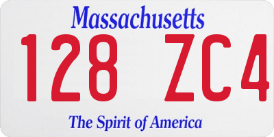 MA license plate 128ZC4