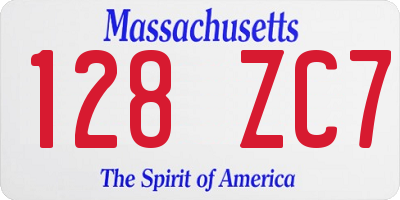 MA license plate 128ZC7