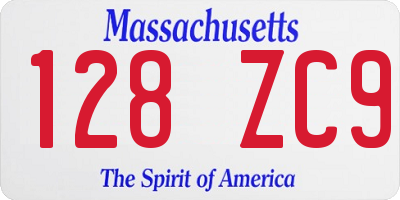 MA license plate 128ZC9