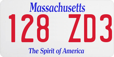 MA license plate 128ZD3