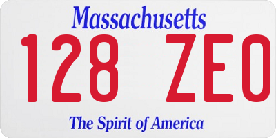 MA license plate 128ZE0