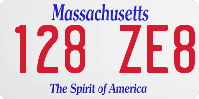 MA license plate 128ZE8
