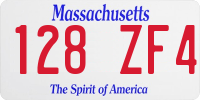 MA license plate 128ZF4