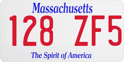MA license plate 128ZF5