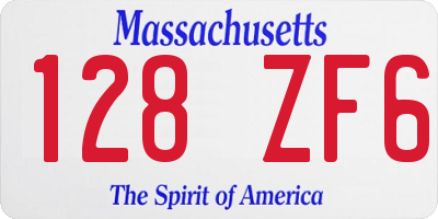 MA license plate 128ZF6