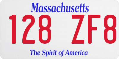 MA license plate 128ZF8