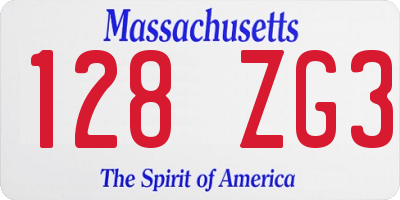 MA license plate 128ZG3