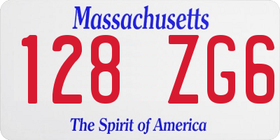 MA license plate 128ZG6