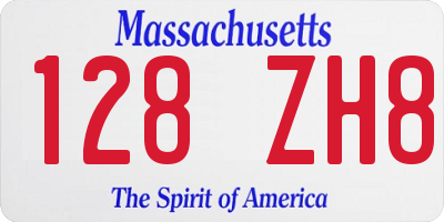 MA license plate 128ZH8