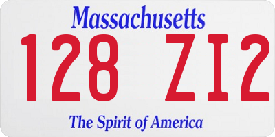 MA license plate 128ZI2