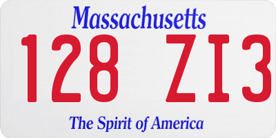 MA license plate 128ZI3