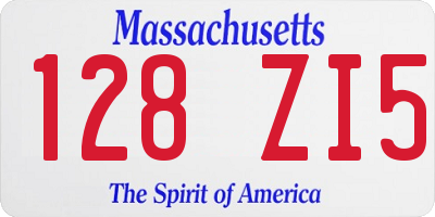 MA license plate 128ZI5