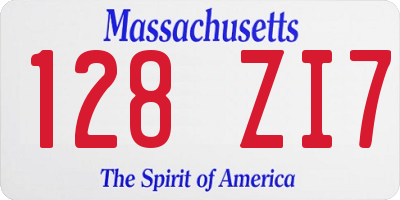 MA license plate 128ZI7