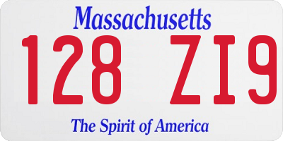MA license plate 128ZI9