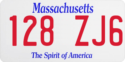 MA license plate 128ZJ6