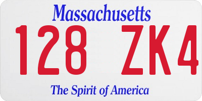 MA license plate 128ZK4