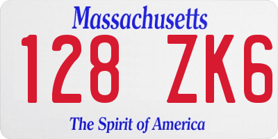 MA license plate 128ZK6