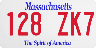 MA license plate 128ZK7