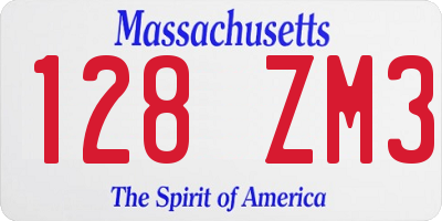 MA license plate 128ZM3