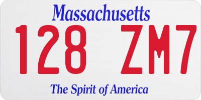 MA license plate 128ZM7