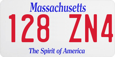 MA license plate 128ZN4