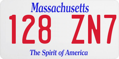 MA license plate 128ZN7