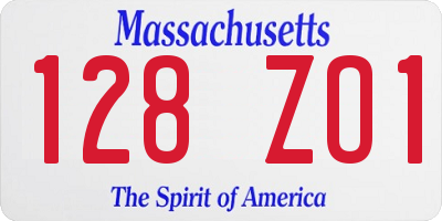 MA license plate 128ZO1