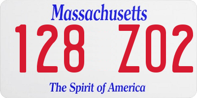 MA license plate 128ZO2