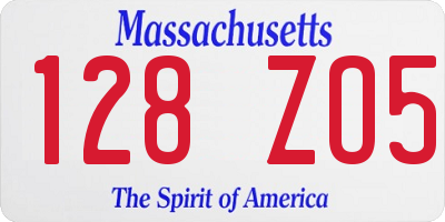 MA license plate 128ZO5