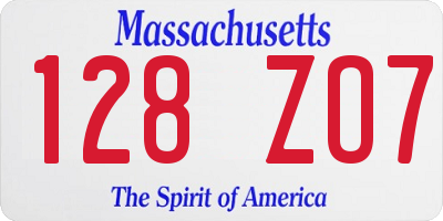 MA license plate 128ZO7