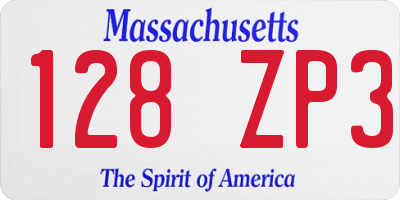 MA license plate 128ZP3