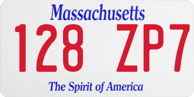 MA license plate 128ZP7
