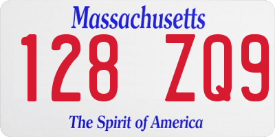 MA license plate 128ZQ9