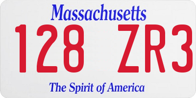 MA license plate 128ZR3