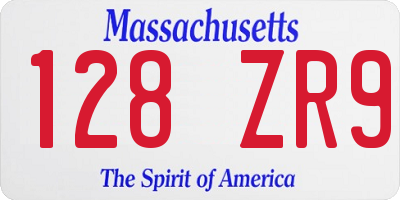 MA license plate 128ZR9
