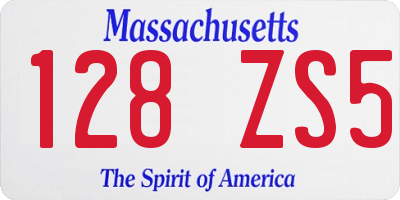 MA license plate 128ZS5