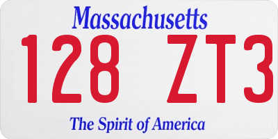 MA license plate 128ZT3