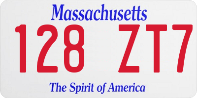 MA license plate 128ZT7
