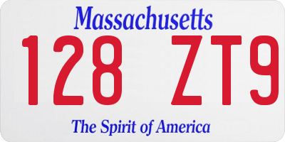 MA license plate 128ZT9