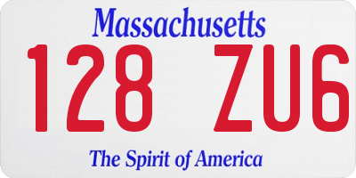 MA license plate 128ZU6
