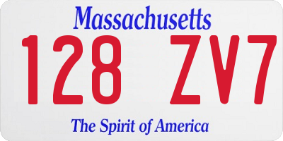 MA license plate 128ZV7