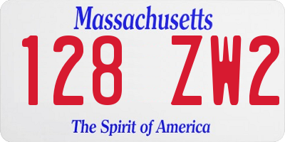 MA license plate 128ZW2
