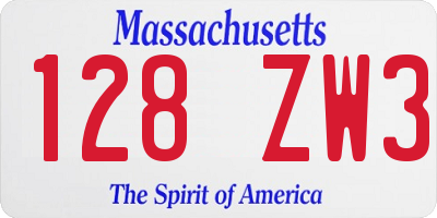 MA license plate 128ZW3