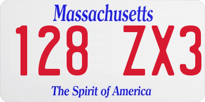 MA license plate 128ZX3