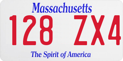 MA license plate 128ZX4
